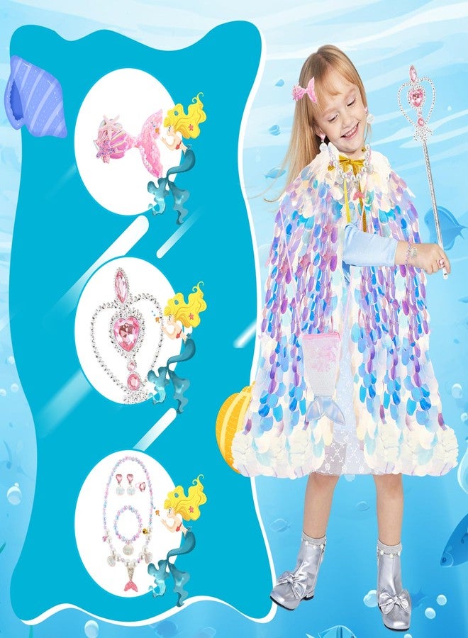 Bellydot مجموعة ألعاب تلبيس الأميرة بيلي دوت، ملابس تنكرية للأميرة مع عباءة بألوان قوس قزح للفتيات الصغيرات من 3 إلى 8 سنوات، طقم هدايا مكون من 9 قطع، زي تنكري للأميرة، هدية مثالية لأعياد الميلاد، الكريسماس، والهالوين - Image 4